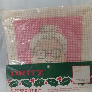 Dritz Quickpoint Kit #1315-2 Mrs Claus Canvas Needle 100% Wool Yarn